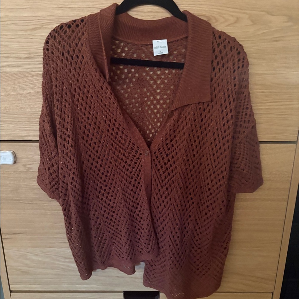 Brown Open Knit Cardigan